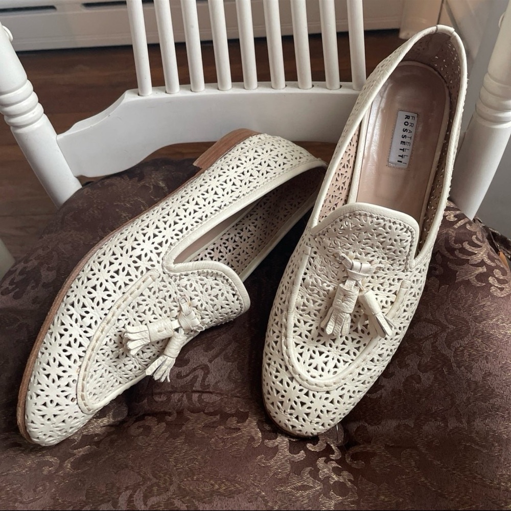 Fratelli Rossetti Cream Woven Leather Brera Loafers - Picture 3 of 14
